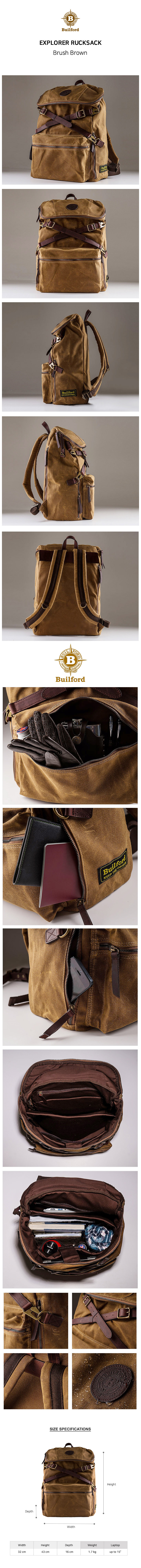 builford laptop backpack Roll Top Safari Backpack-Brush Brown Perfect for commuting Men's backpack with plenty of